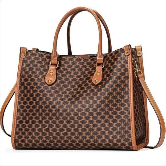 Women’s PU Leather Vintage Tote Handbag New Satchel Purse - Picture 2 of 14